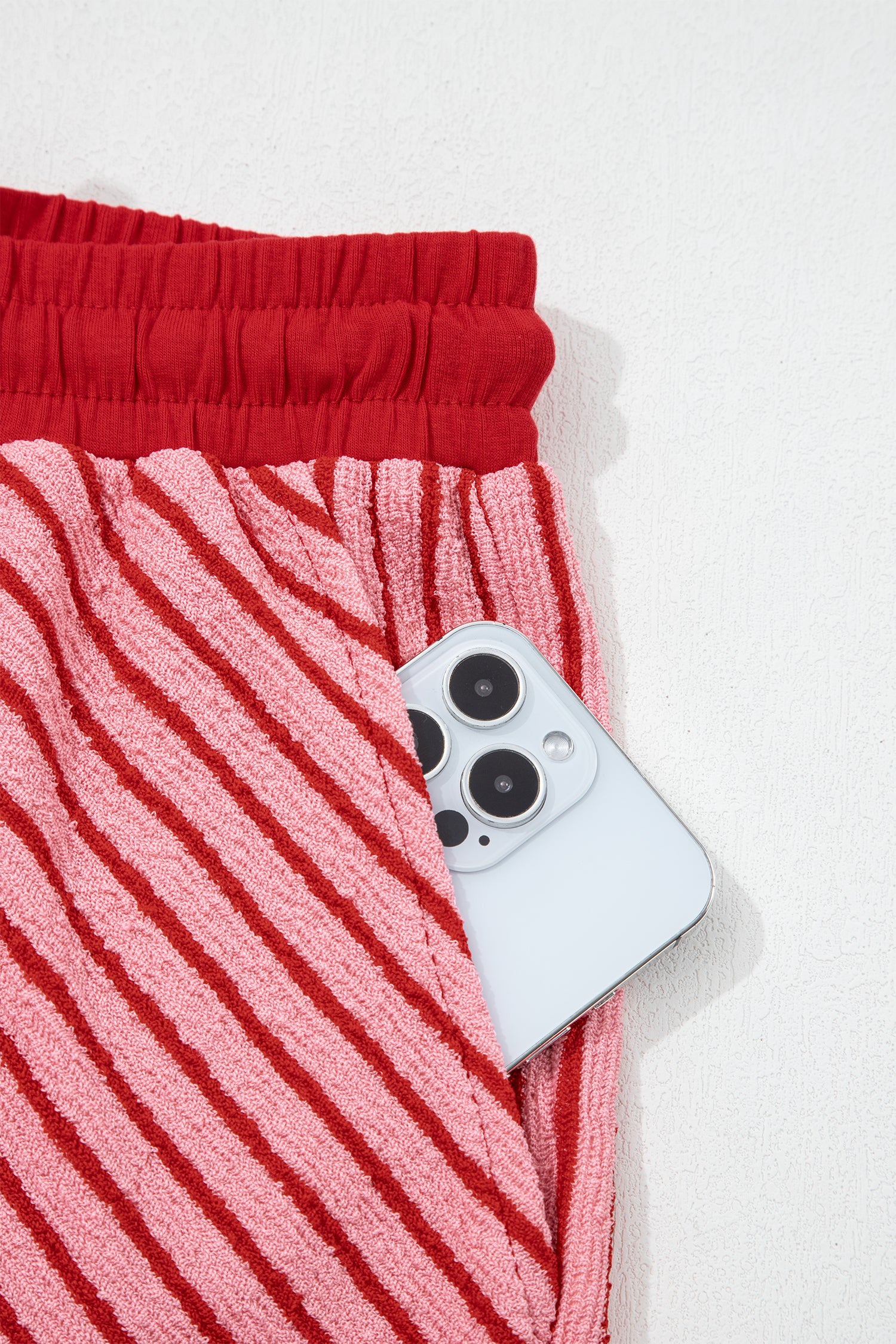 Striped Crew Neck Tee Drawstring Waist Cropped Pants Set