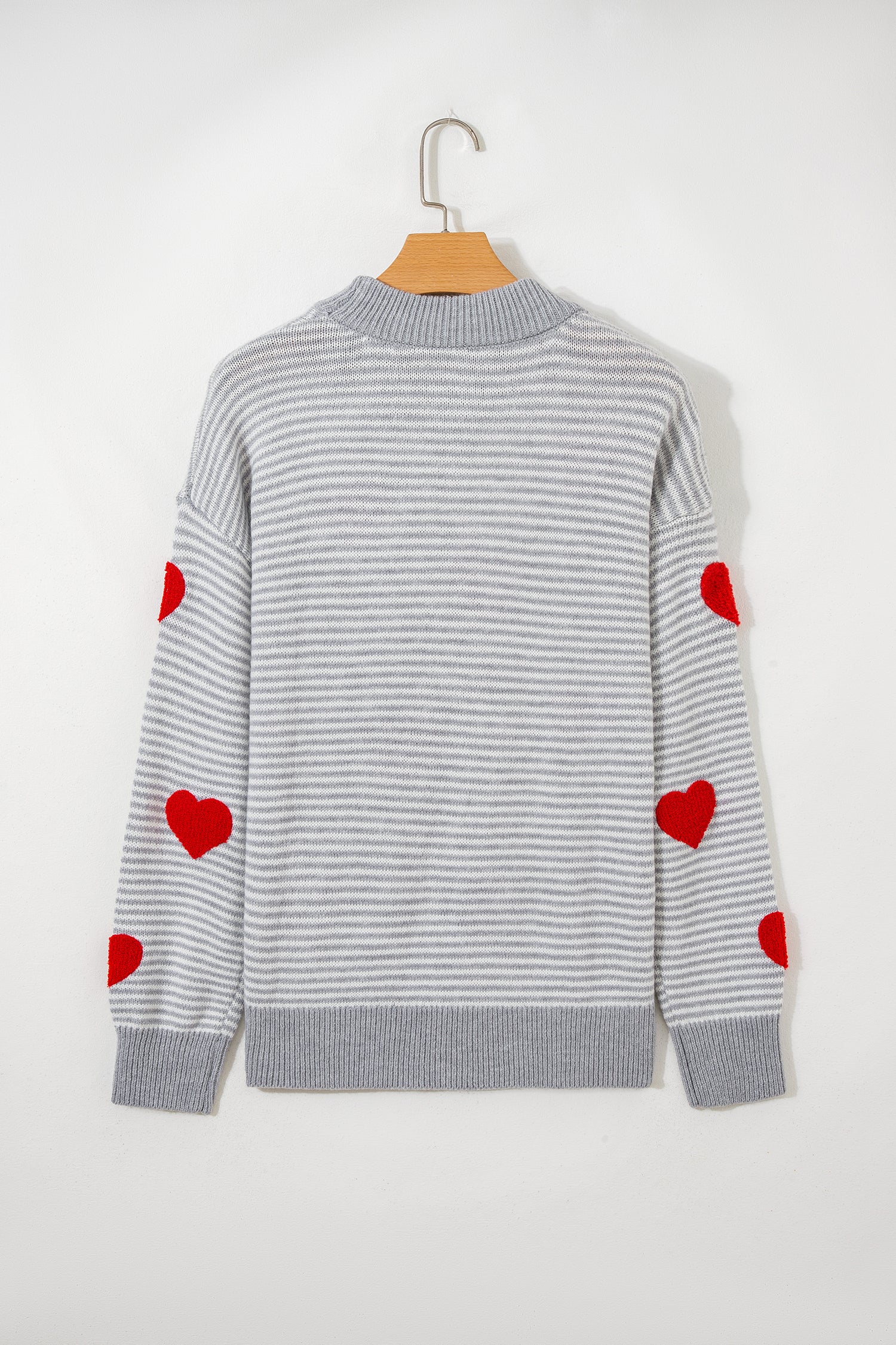 Stripe Contrast Heart Pattern Valentine Knit Sweater