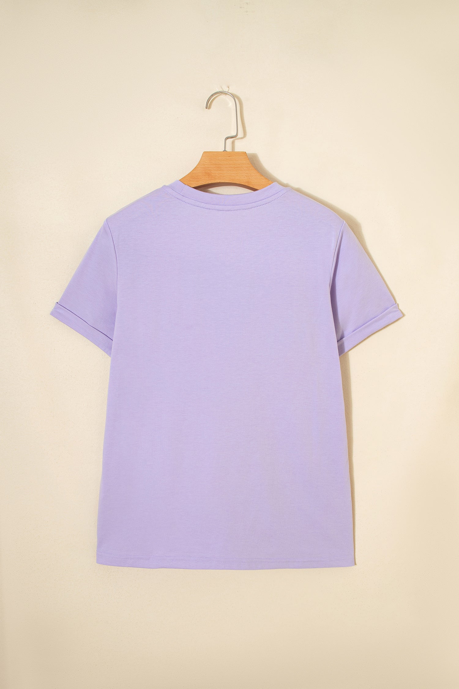 Casual Plain Crew Neck Tee
