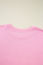 Bow Sequin XOXO Letter Graphic Exposed Seam Baggy Sweatshirt