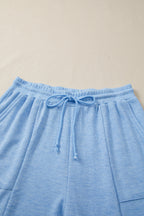 Beau Blue Cap Sleeve Matching Top and Jogger Pants Set