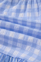 Gingham Print Ruffle Striped Detail Lace Tie Shorts