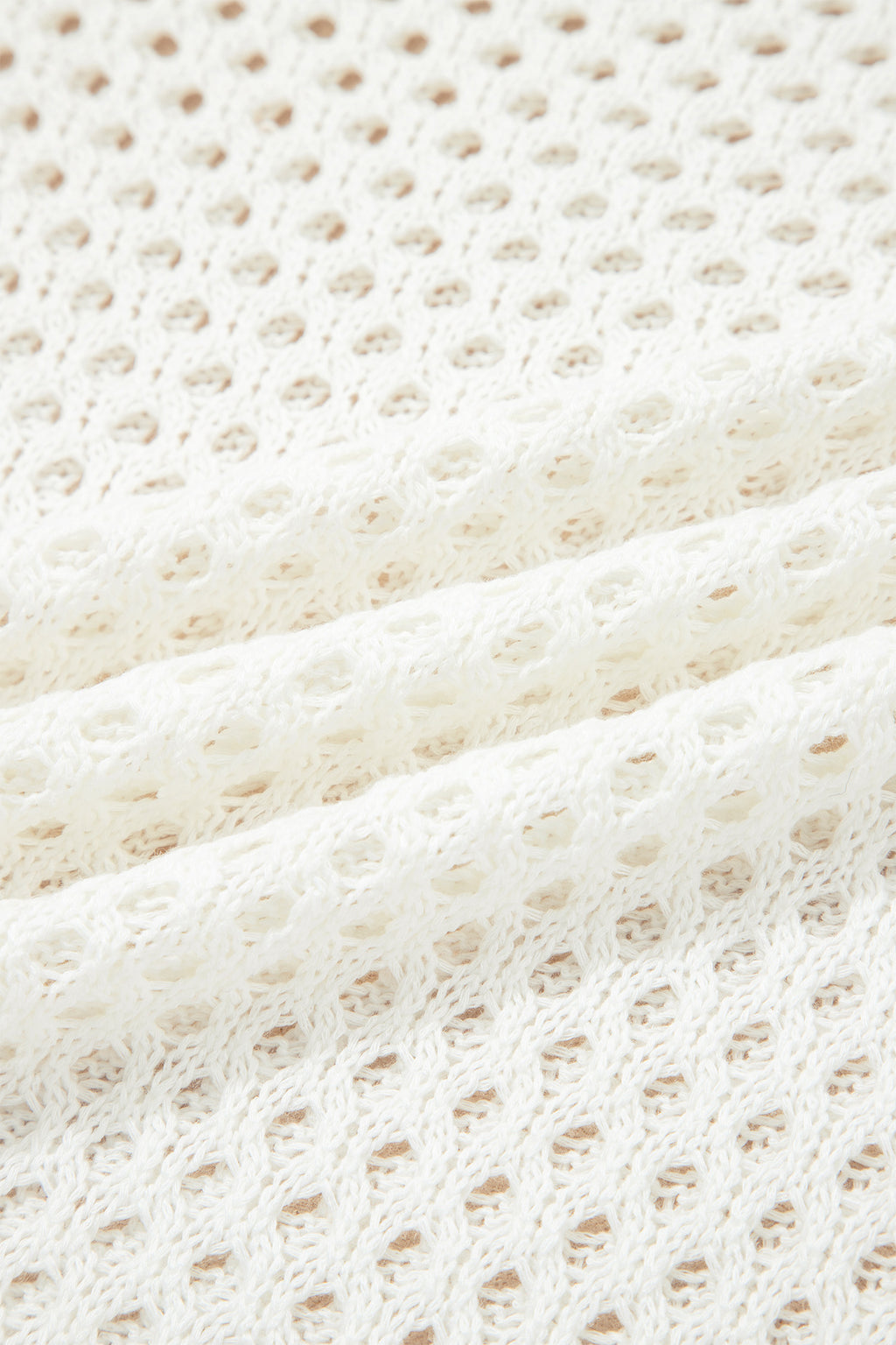 Scalloped Trim Hollow Out Knit Long Sleeve Top