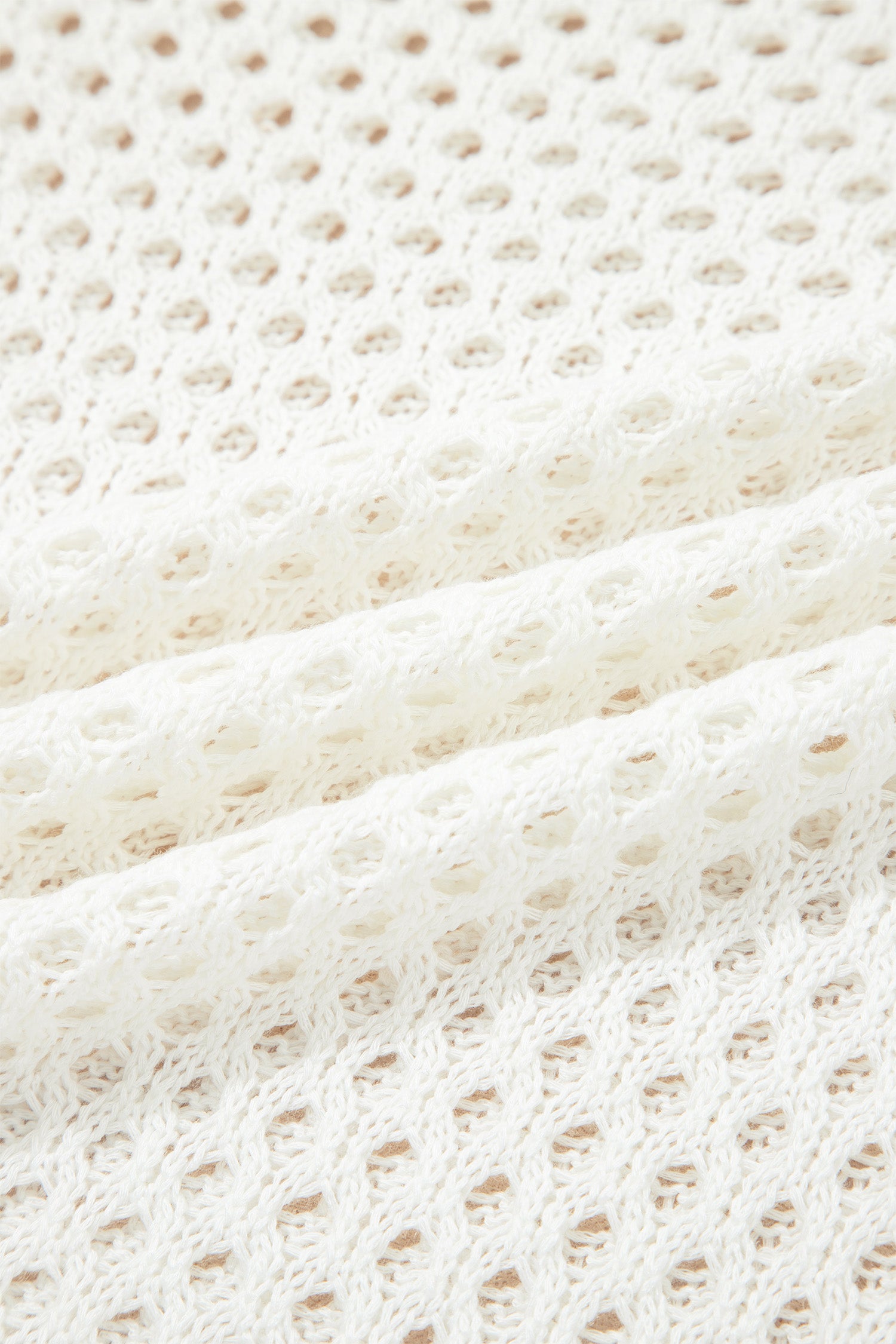 Scalloped Trim Hollow Out Knit Long Sleeve Top