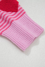 Stripe Contrast Heart Pattern Valentine Knit Sweater