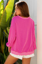 Twisted Rib Uneven Hem Drop Shoulder Loose Knit Top