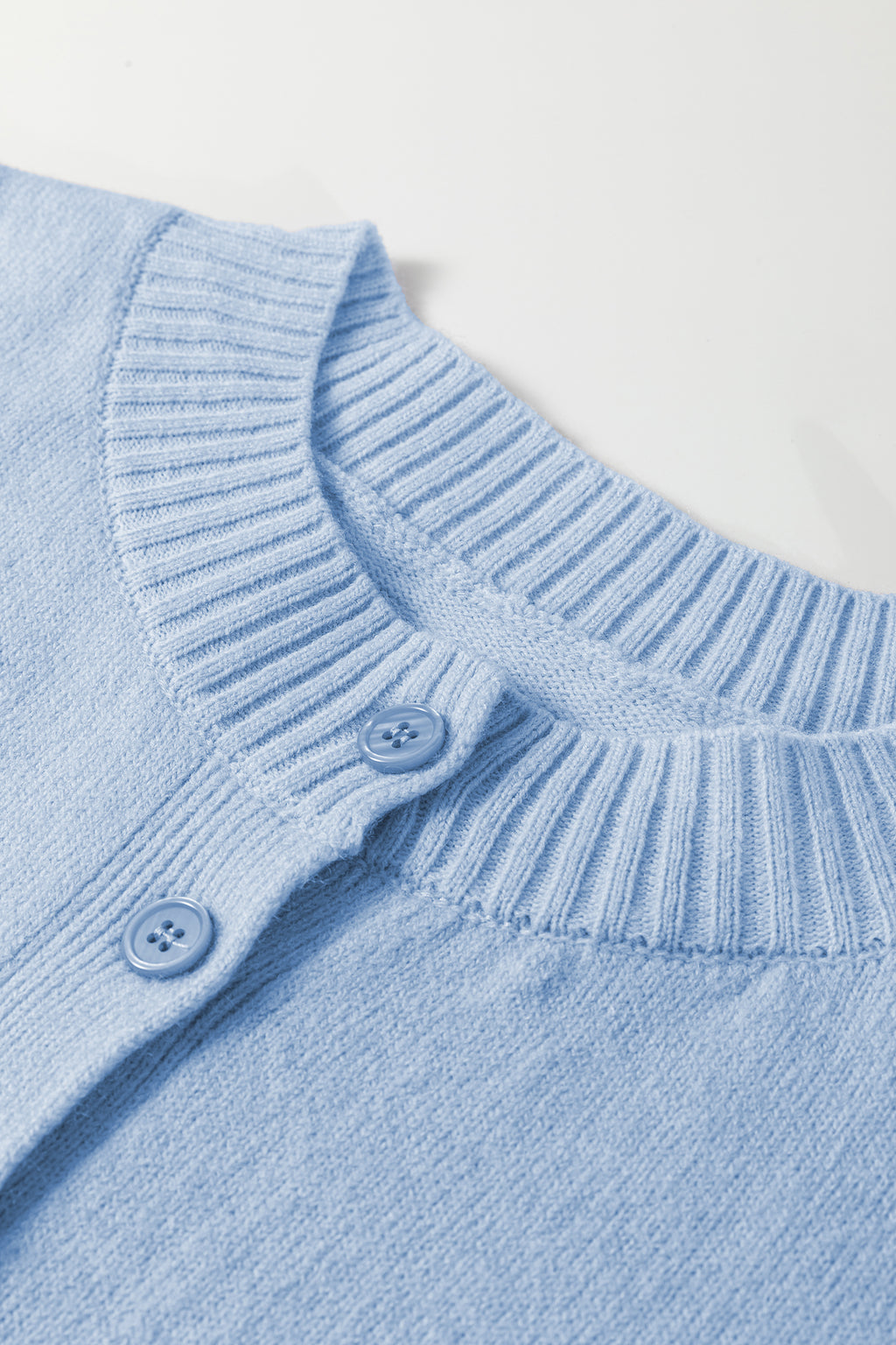 3/4 Sleeve Boxy Knit Button Down Sweater Cardigan