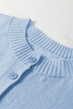 3/4 Sleeve Boxy Knit Button Down Sweater Cardigan