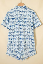 Sky Blue Bow Print Short Pyjama Set