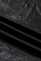 Black Metallic Round Neck Cap Sleeve Tee