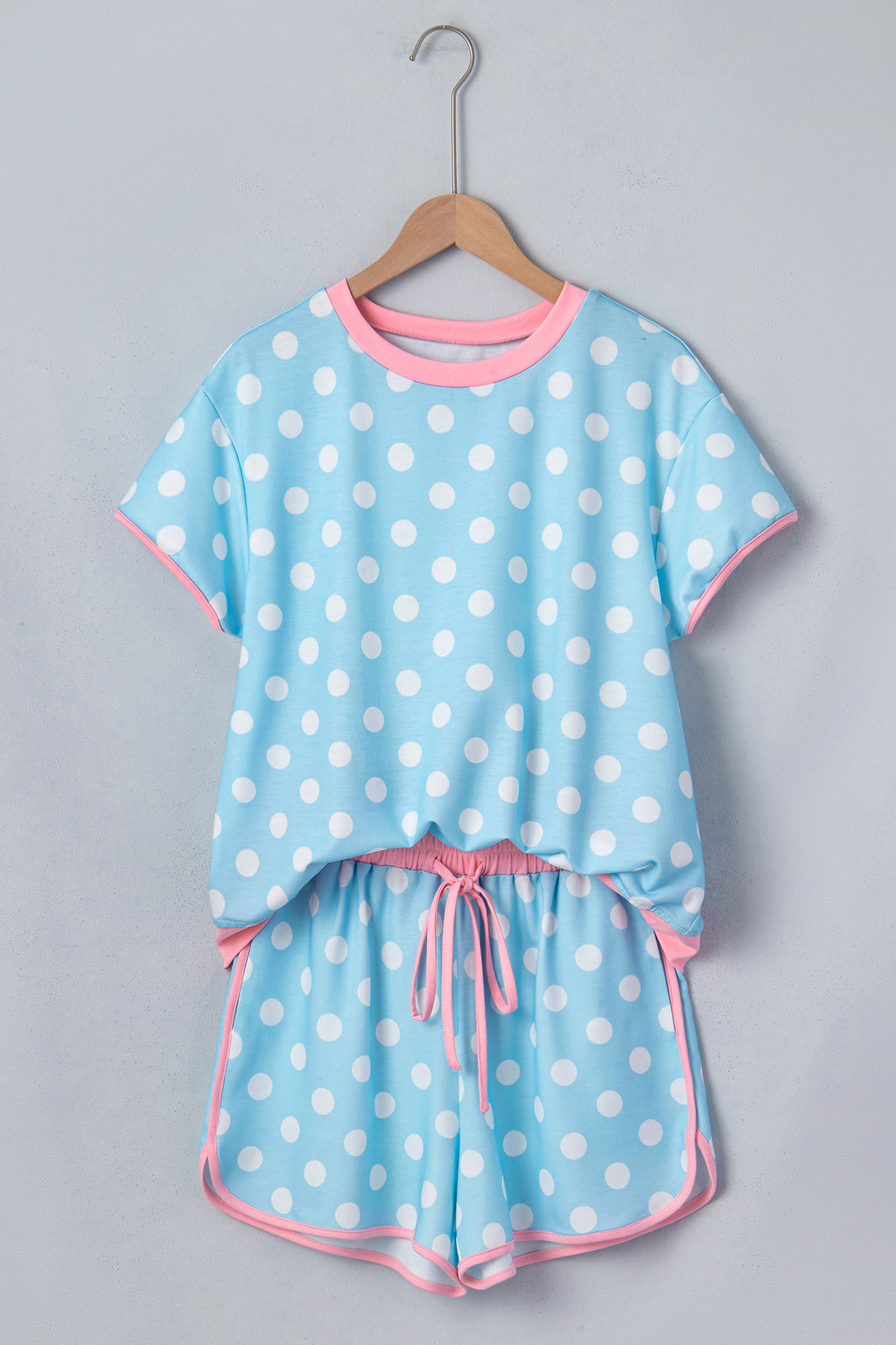 Polka Dot Contrast Edge Casual Short Set