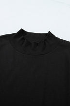 Solid Color High Neck Cap Sleeve Loose Top