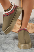 Contrast Print Suede Plush Lined Snow Boots