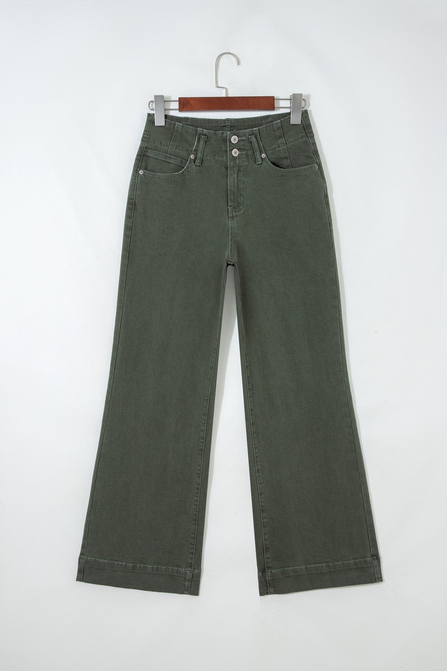 2-Button High Waist Flared Bottom Jeans