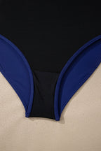 Color Block Detail Adjustable Straps One Piece Swimsuit