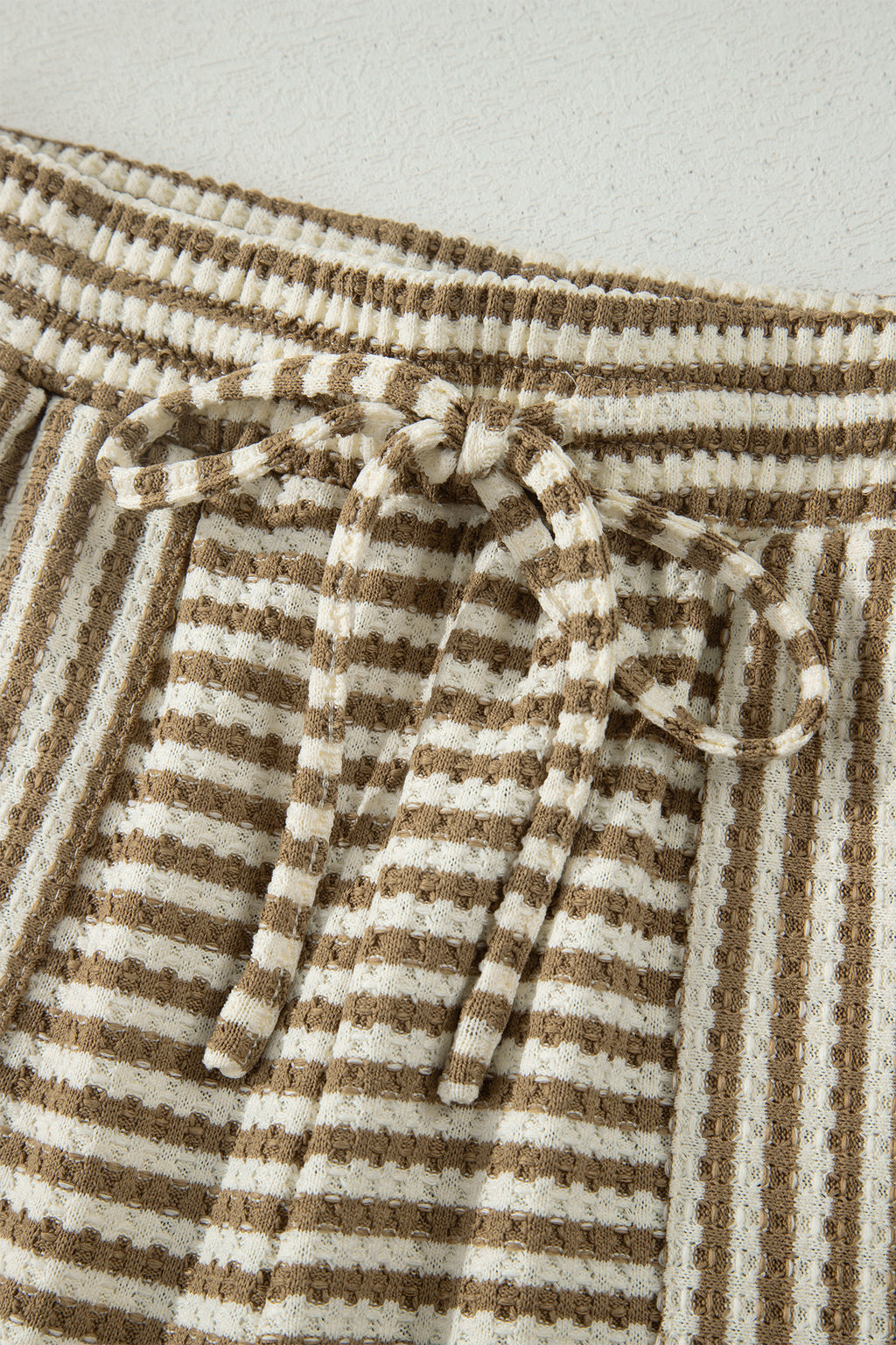 Striped Breathable Textured Knit Short 2pcs Set