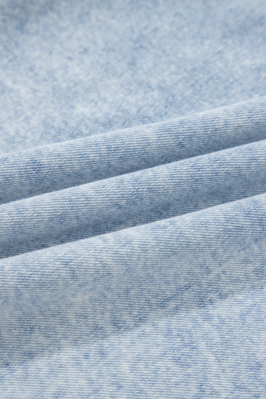 Beau Blue Ruffle Pleated Detail Vintage Washed Denim Top