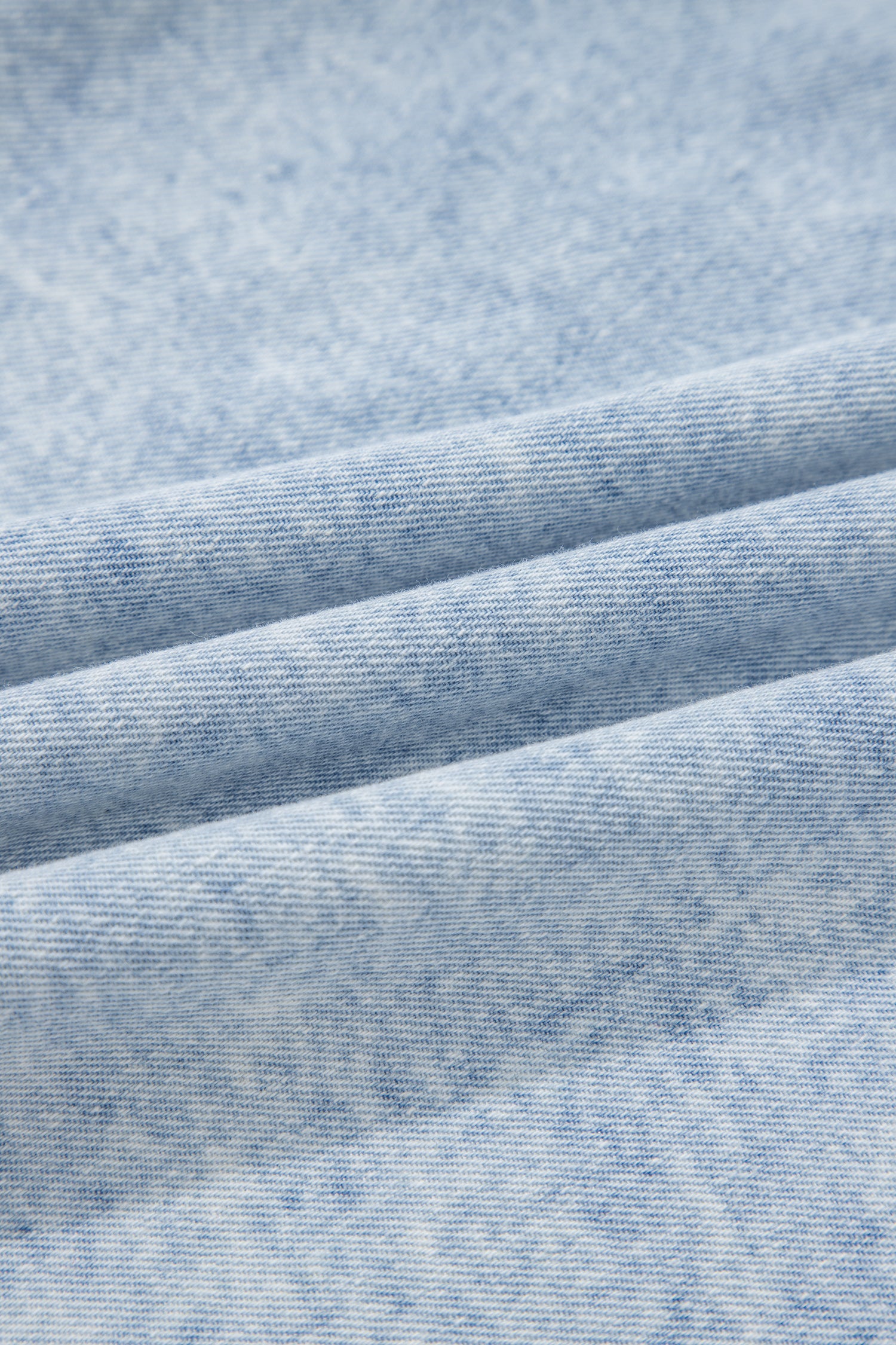 Beau Blue Ruffle Pleated Detail Vintage Washed Denim Top