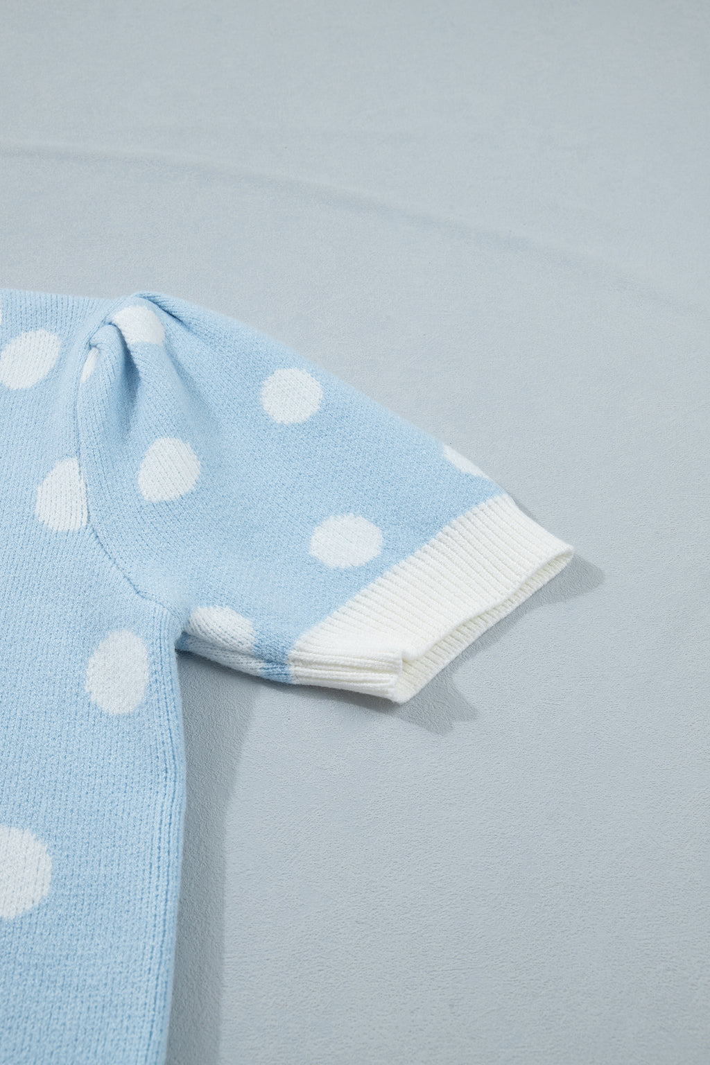 Polka Dot Puff Short Sleeve Sweater Top