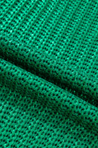 Bright Green Solid Color Knit High Neck Short Sleeve Sweater