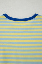 Striped Drop Shoulder Boxy Casual Terry Short Set