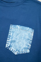 Color Block Chest Pocket Patched Casual Short Sleeve Top