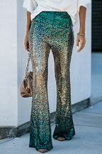 Green Black & Gold Gradient Sequined Pants