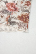 Red Floral Print Stitched Detail Tie V Neck Long Bell Sleeve Blouse