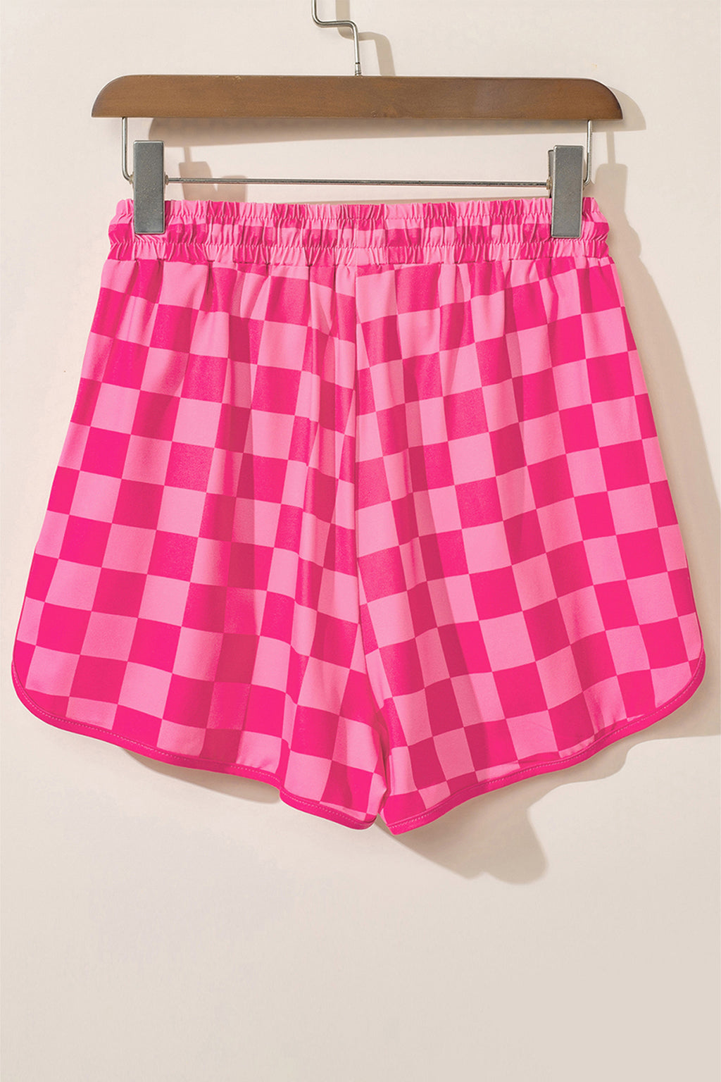 Checkered Drawstring Elastic Waist Casual Shorts