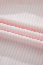 Pink Stripe Contrast Trim V Neck Flutter Sleeve Blouse
