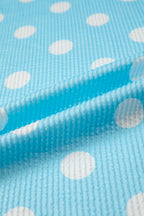 Polka Dot Round Neck Drop Shoulder Patch Pocket Jacquard Texture Top