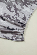 Grey Plus Size Camo Print Casual T Shirt