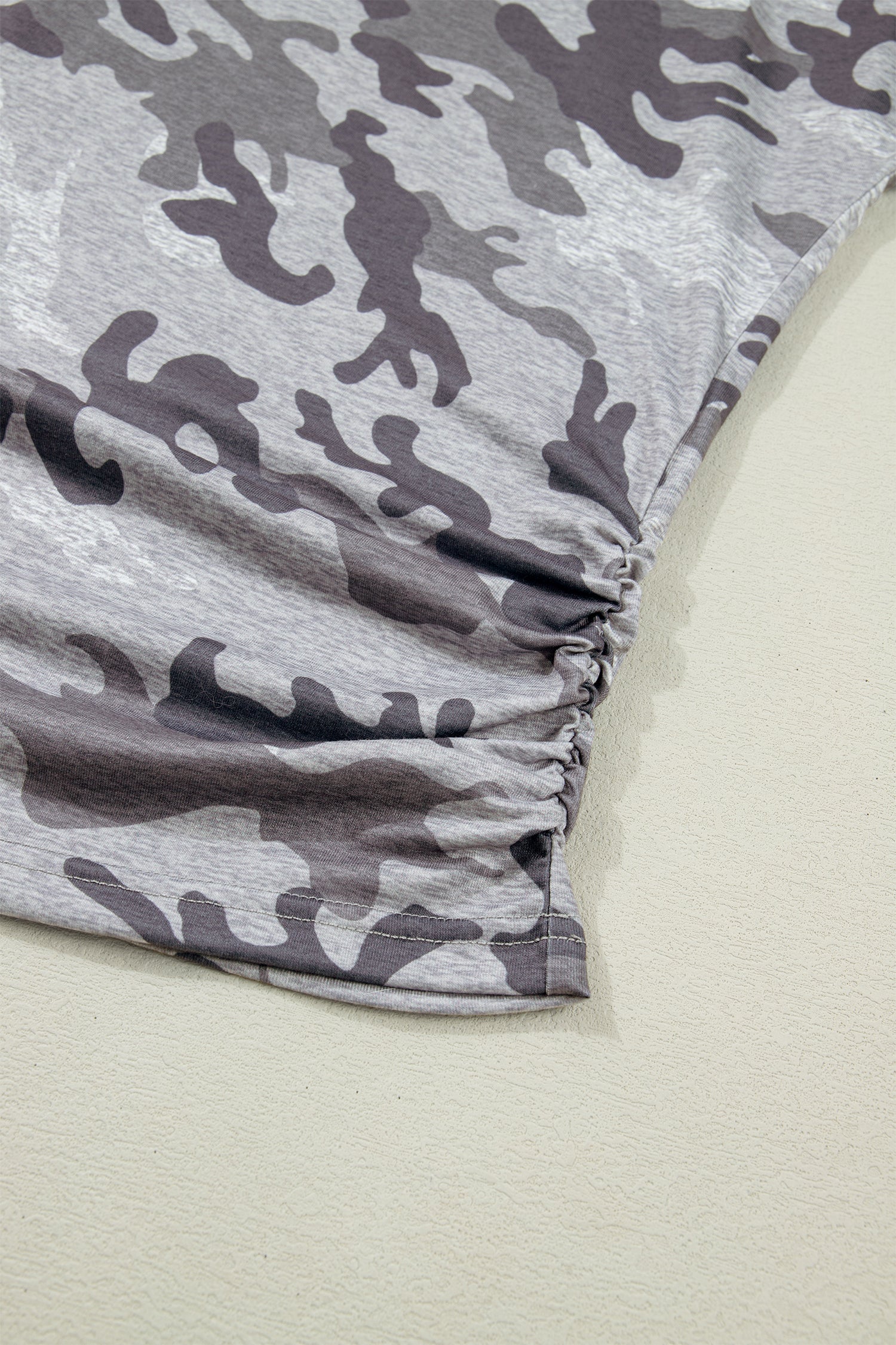 Grey Plus Size Camo Print Casual T Shirt