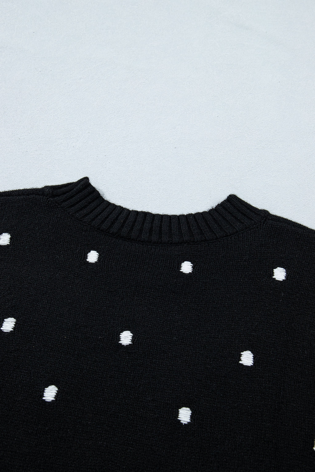 Elegant Polka Dot Bubble Short Sleeve Sweater
