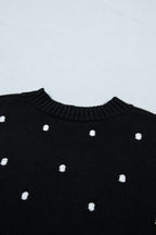 Elegant Polka Dot Bubble Short Sleeve Sweater