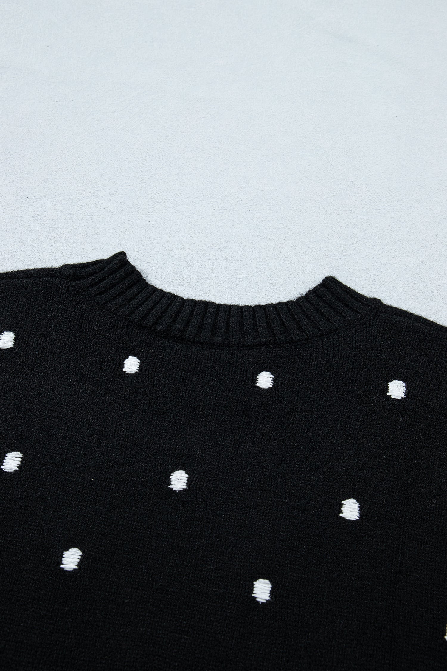 Elegant Polka Dot Bubble Short Sleeve Sweater