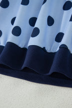 Color Block Trim Polka Dot Casual Tee
