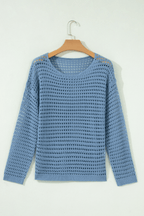 Myosotis Solid Long Sleeve Cut-Out Pullover Sweater