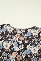Black Floral Print Slim Long Sleeve T Shirt