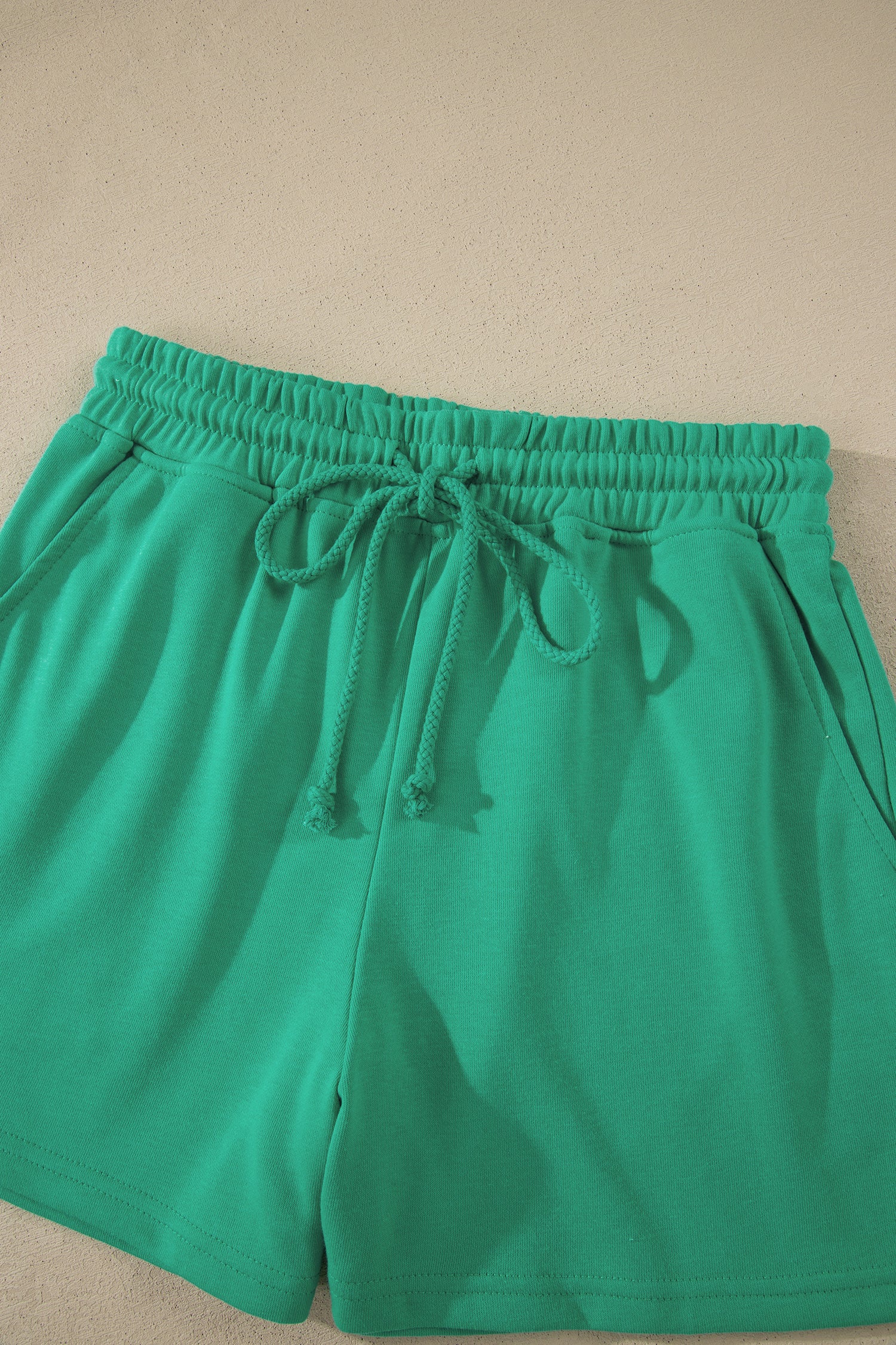 Solid Color Loose Tee Drawstring Shorts 2pcs Outfit