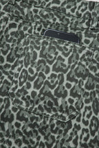 Grey Leopard Frayed Edge Wide Leg High Waist Jeans