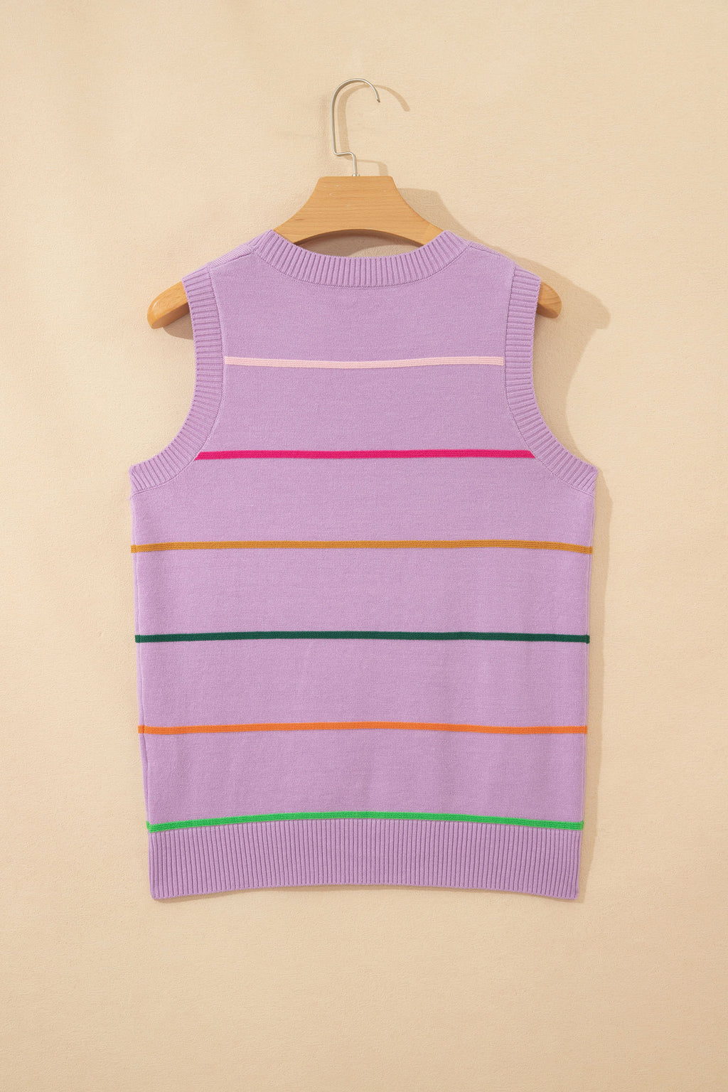 Striped Round Neck Knitted Sweater Tank