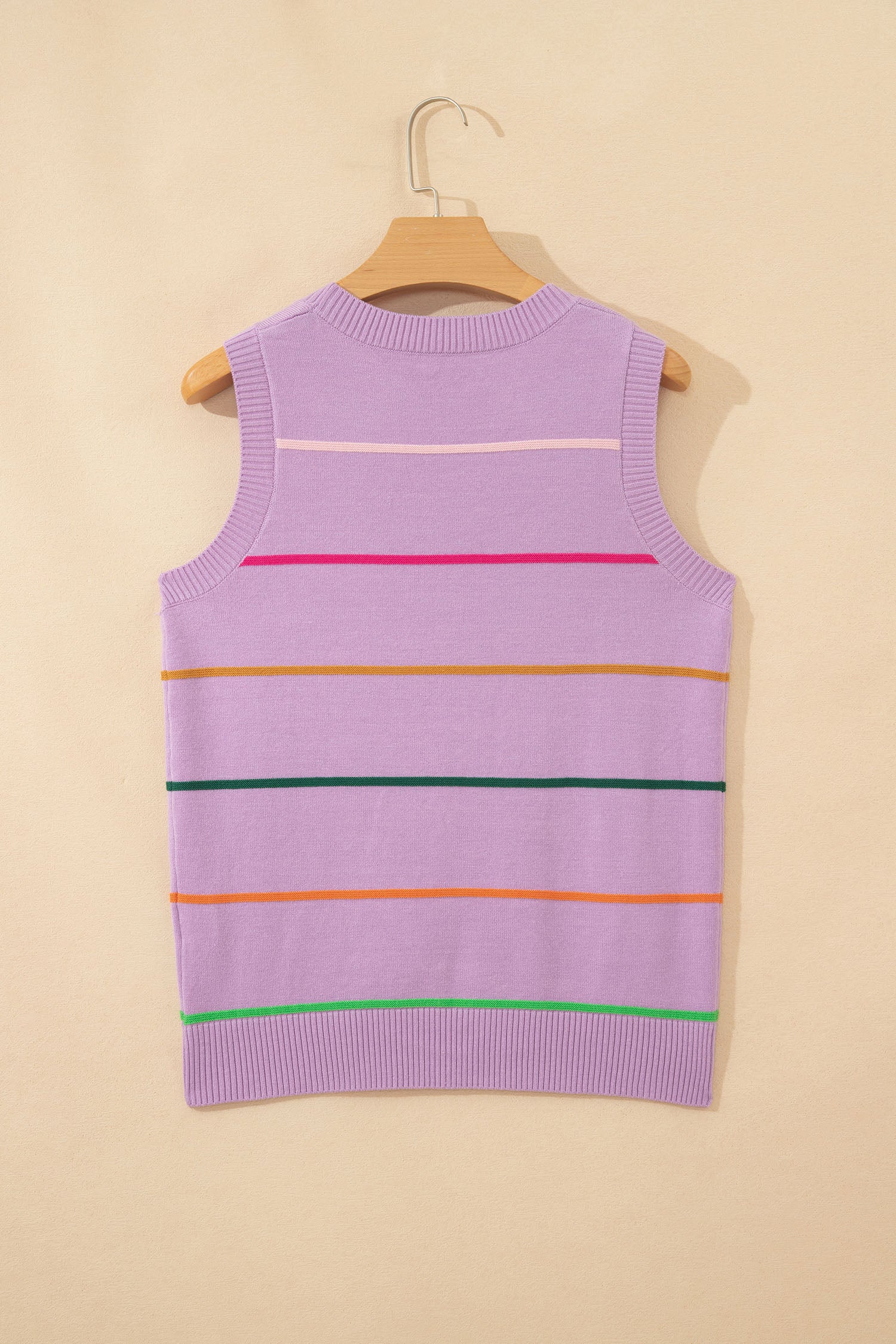 Striped Round Neck Knitted Sweater Tank