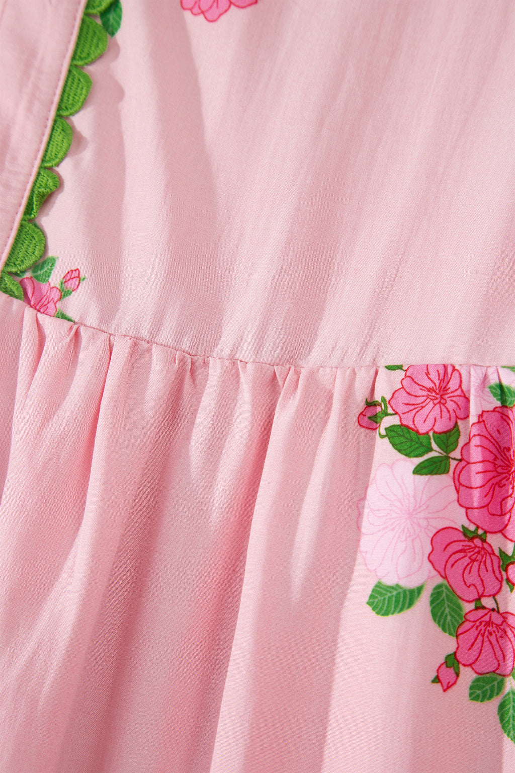 Notched Neck Flutter Short Sleeve Floral Print Maxi Dress