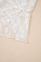 White Sheer Lace Frilly Ruffles High Low Long Skirt