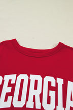 Racing Red GEORGIE Letter Printed Raw Seam Drop Shoulder Loose Tee