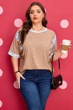Chestnut Animal Color Block Patchwork Plus Size Tee