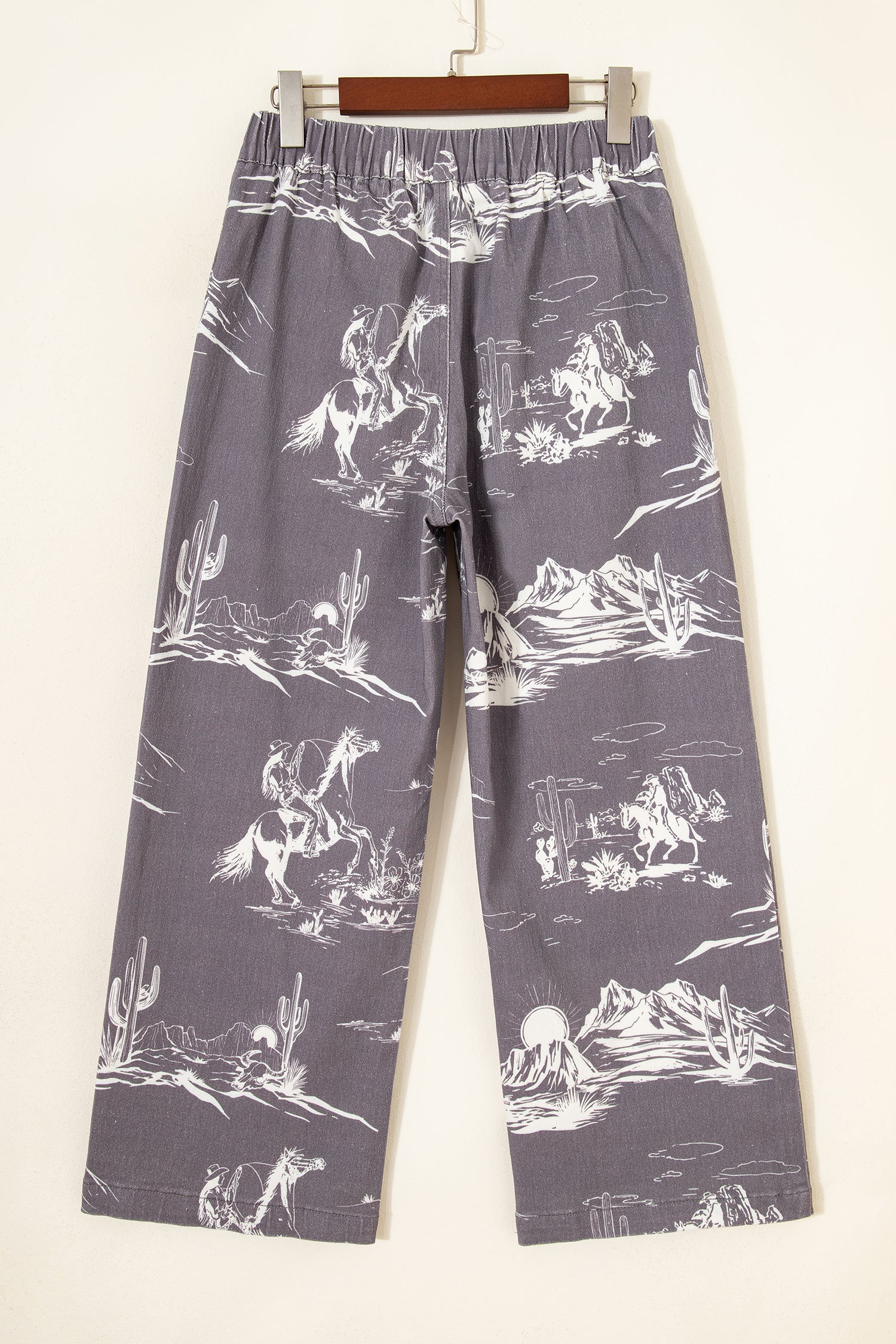 Grey Wild West Riding Vintage Printed Shift Jeans