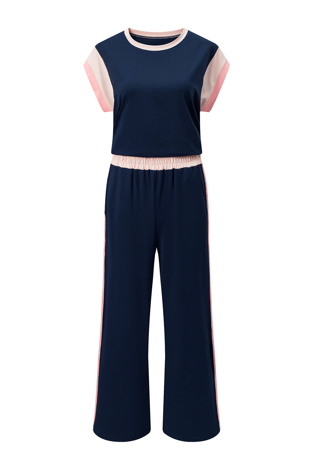 Colour Block Detail Casual Two-piece Set