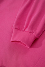 Rose Red Lucky Clover Embroidered Loose Pullover Sweatshirt